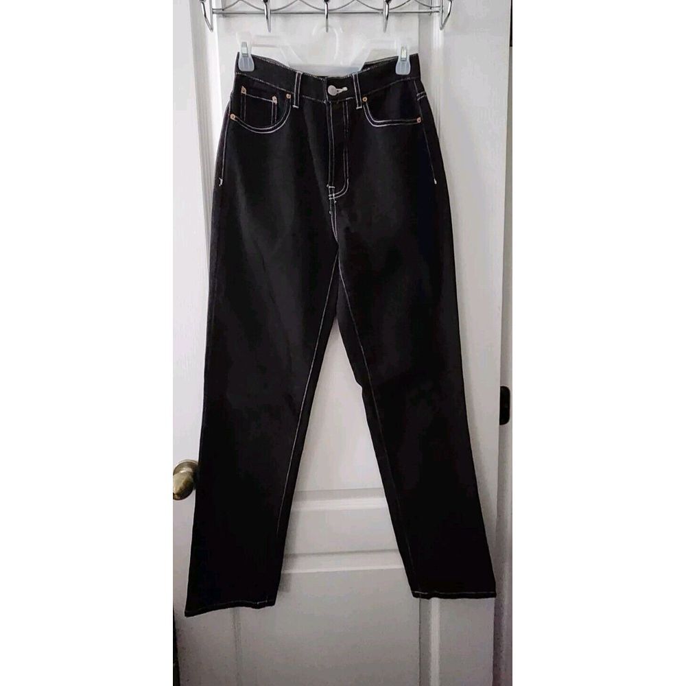 PACSUN Dad Fit Jeans Womens Black Denim High Rise Straight Leg‎ Cotton Size 25